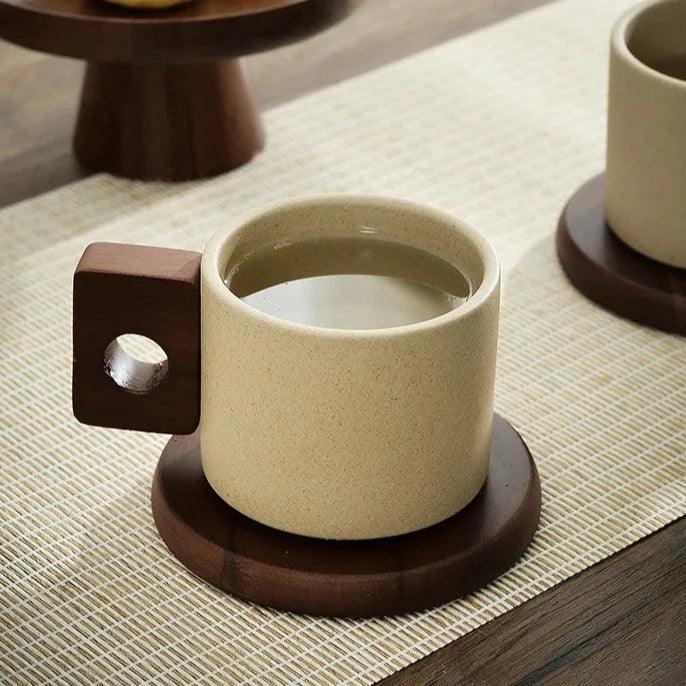 Ceramic Mug with Wooden Handle