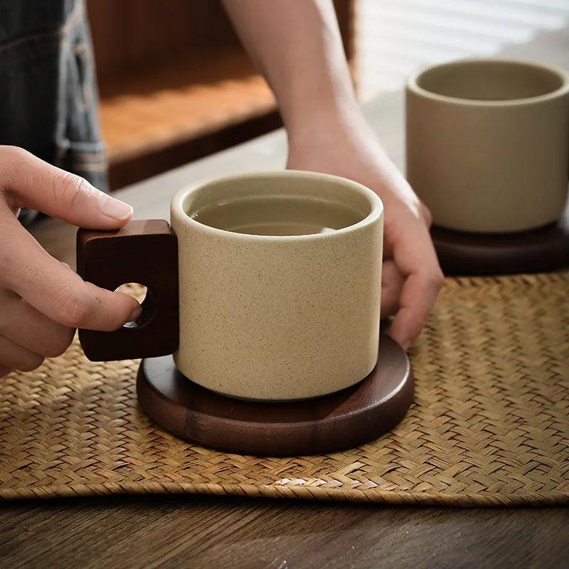 Ceramic Mug with Wooden Handle