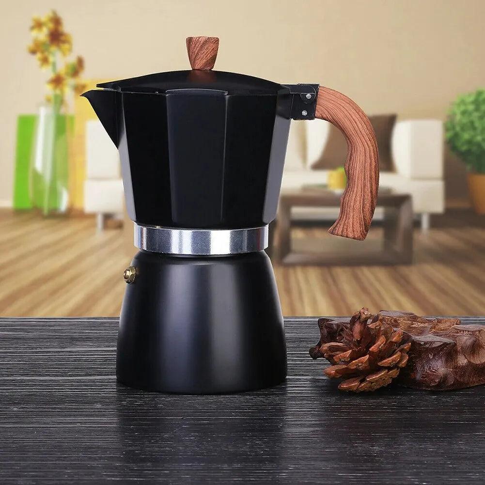 Italian Moka Coffee Maker with Wooden Handle