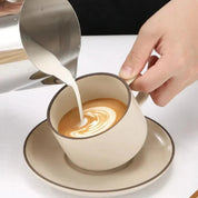 Milk Frothing Pitcher with Wooden Handle