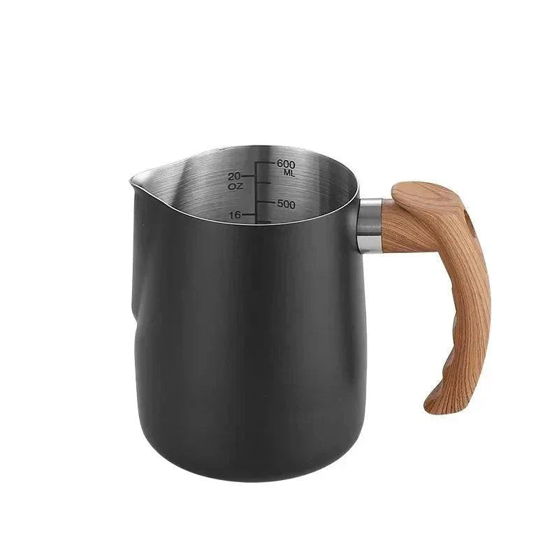 Milk Frothing Pitcher with Wooden Handle