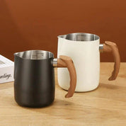 Milk Frothing Pitcher with Wooden Handle