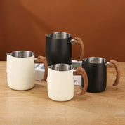 Milk Frothing Pitcher with Wooden Handle